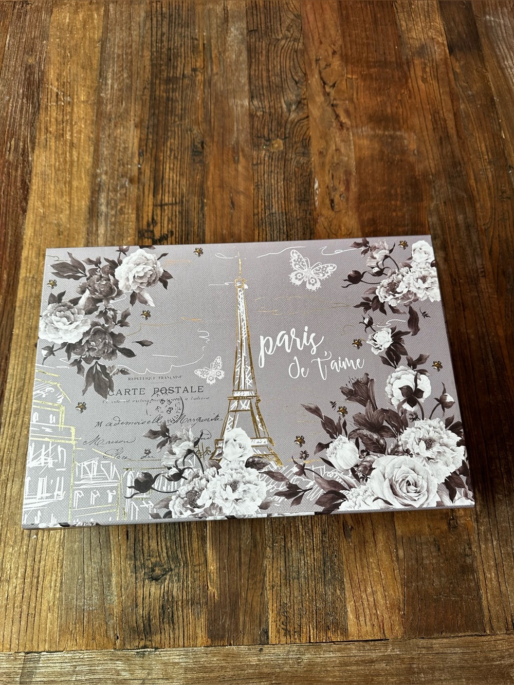 Paris de T'aime Floral Storage Box - purple gray